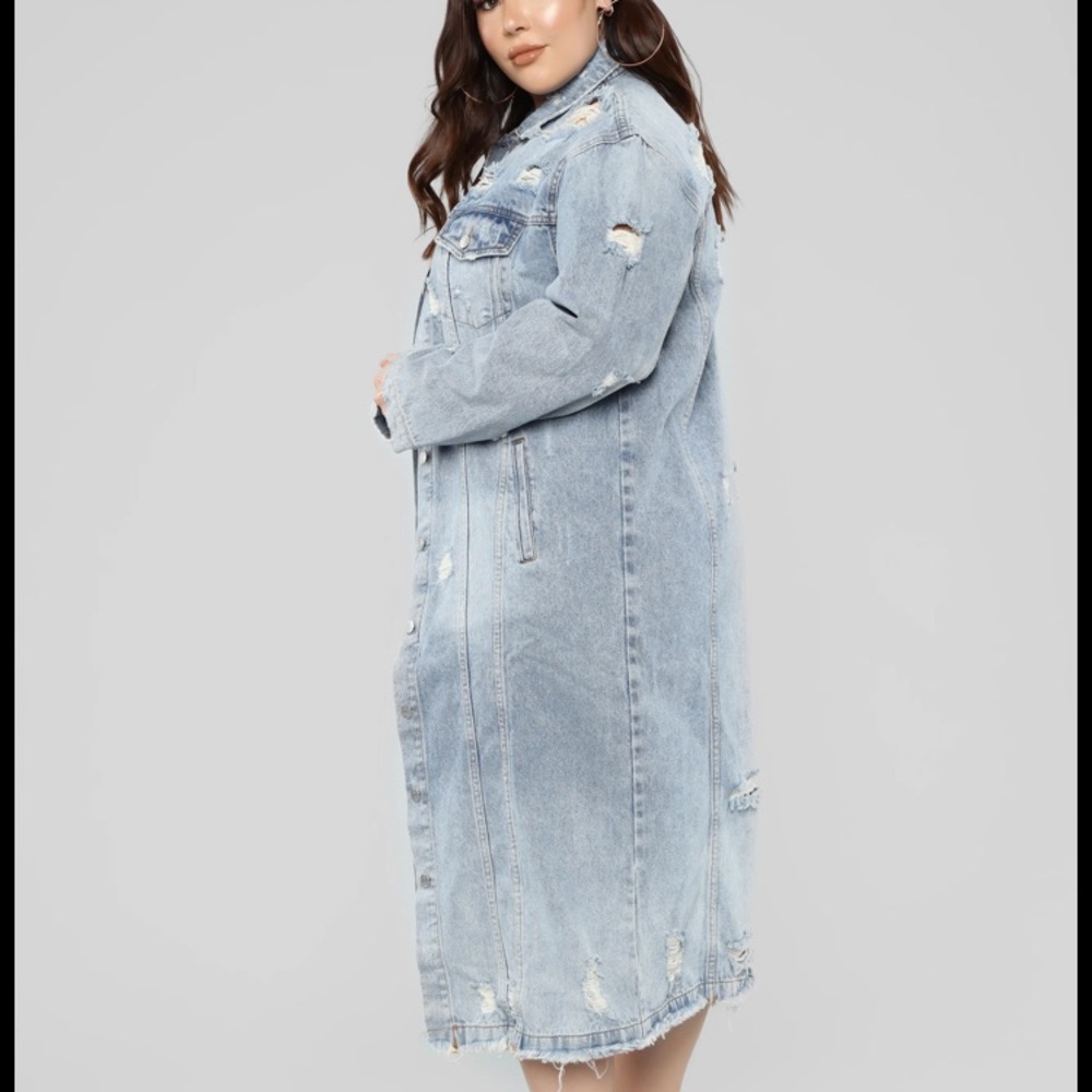 Plus Size Long Denim Jacket Rag & Muffin - Picture 5 of 7